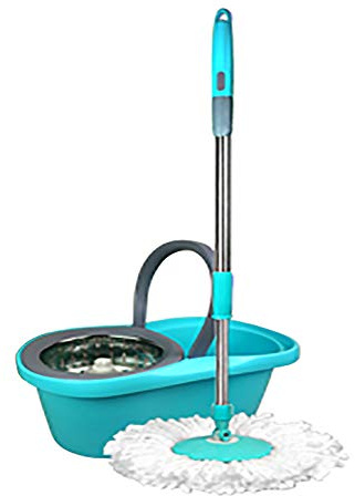 Avec essoreur automatique sans pédale et panier en acier inoxydable – Brosse rotative en microfibre pour nettoyer le sol en métal avec serpillère rotative et seau à essorer.
