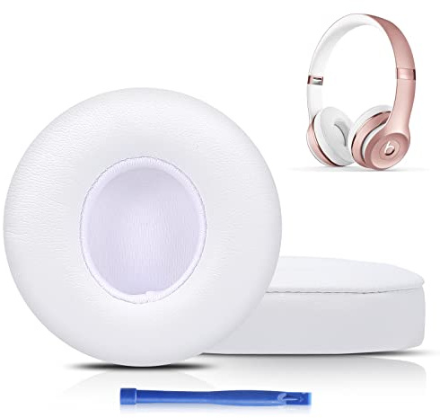 Damex Updated Thickened Solo Wireless 2/3 Replacement Ear Pads,earpads for Beats Solo 2/3 Wireless Headphone (White)