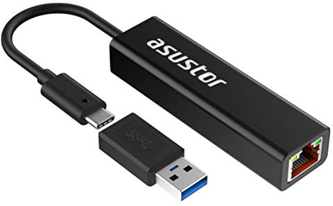Asustor AS-U2.5G2, USB3.2 Gen 2 Type-C to 2.5GBase-T (RJ-45 2.5 Gigabit LAN) Adapter | for MacBook, Chromebook, Windows 10 or 8.1, and Mac OS