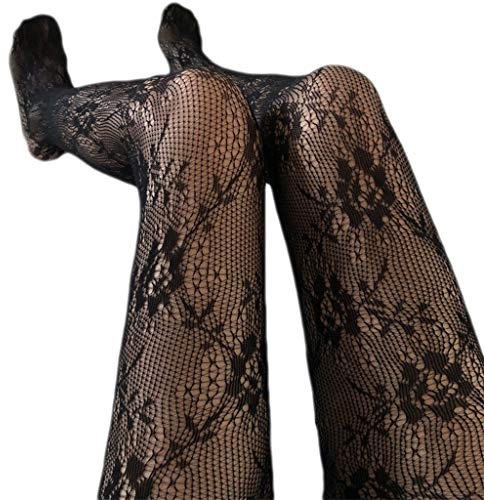 zrshygs Collant da donna Lolita con scollatura a fiorellini in pizzo a rete Kawaii calze a rete