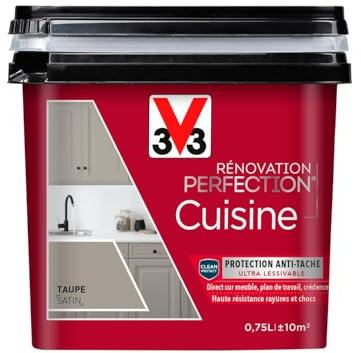 V33 Peinture de rénovation cuisine, Rénovation perfection Taupe satin 750ml