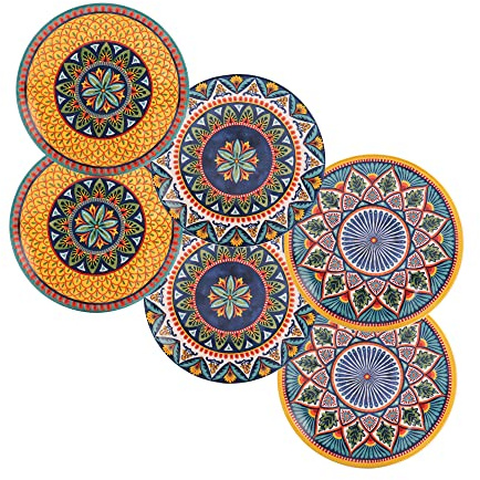 Bico Havana Appetizer Plates Set of 6, 6 Inch Small Ceramic Dessert Plates for Snacks, Salad, Tablescape, Microwave and Dishwasher Safe, Gift for Housewarming and Thanksgiving