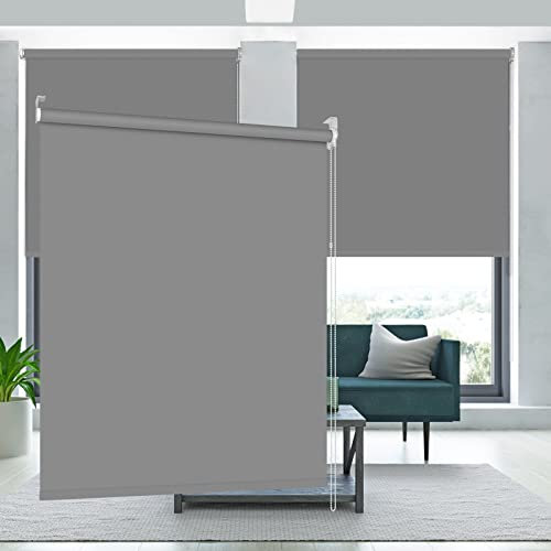 Kokorona Thermal Roller Blind Window Shades for Bedroom and Office - Room Darkening Privacy Blinds with UV Protection, Waterproof Fabric, 102cm x 183cm, Grey