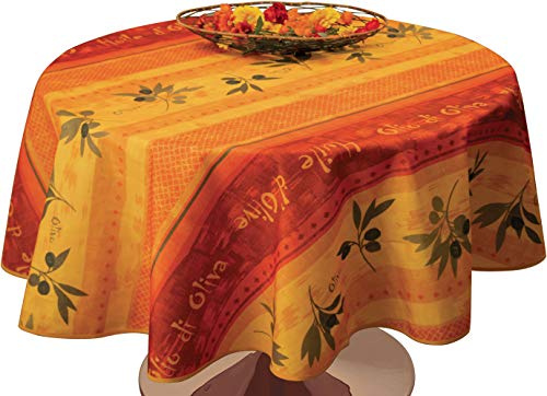 Le Linge de Jules Nappe Anti-Taches Olivo Rouge - Ovale 150 x 240 cm