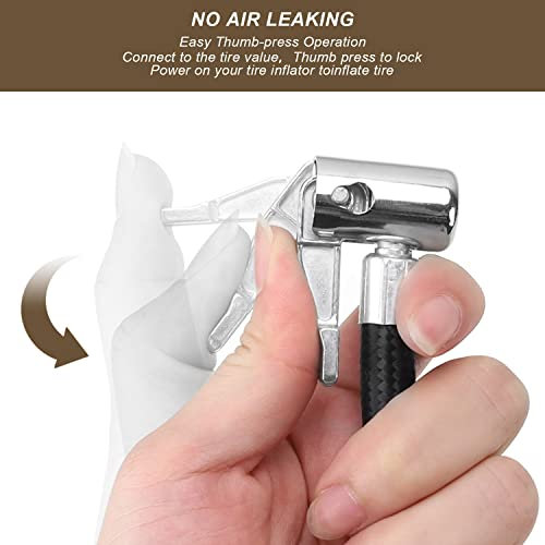 TIANLIN Reifenfüller Schlauch, 60 cm Reifenfüller Schlauchadapter, Reifenfüller Adapter mit Überdruckventil, Geeignet FüR Autos, MotorräDer und FahrräDer(Schwarz)