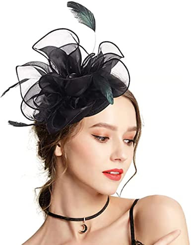 MILAX Fascinator Damen Damen Elegant Fascinator Haarreif Für Hochzeit Wedding Bridal Fascinator Hat Feder Kopfschmuck Fascinator Hochzeit 50er Jahre Fascinator Hut Für Frauen