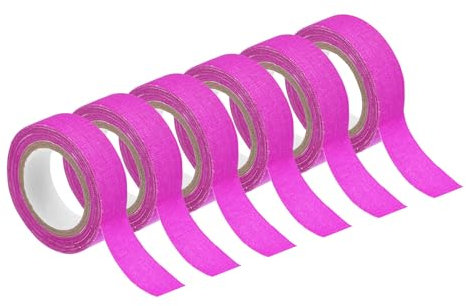 sourcing map 6 Rollos de Cinta Adhesiva de Tela de Gaffers Neon, 0.6 pulgadas x 16.5 pies Cinta que Brilla en la Oscuridad Cinta Adhesiva Fluorescente Luz Negra, Morado