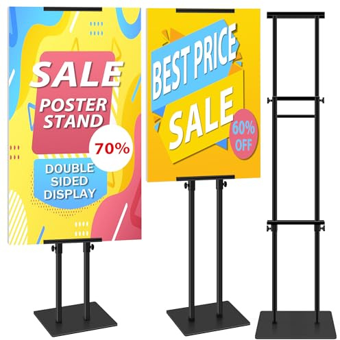 VAIIGO Support Panneau Publicitaire Double Face, Réglable 109–203 cm, Base Lourde, Porte-Affiche pour Panneau Mousse pour Restaurant, Événement, Magasin (2 Pièces)