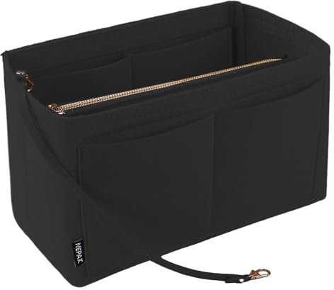 NEPAK Handtaschen Organizer, Filz Taschenorganizer für Frauen Handtasche,Abnehmbare Reißverschluss-Tasche(Schwarz,S)