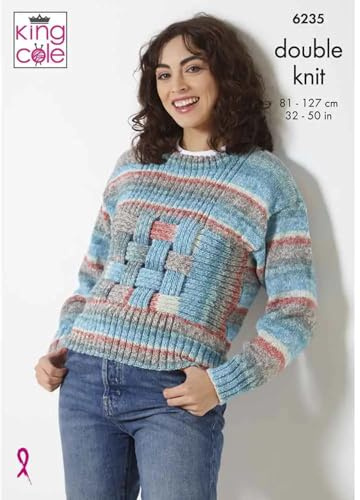 King Cole Doppelstrickmuster für Damen, Pullover, Schal und Mütze (6235)