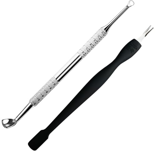 Pingispower Premium Cuticle Pusher with Cuticle Fork Set, 2PCS Professional Stainless Steel Durable Cuticle Remover Manicure Tools Kit for Women at Home Salon, Fingernails and Toenails