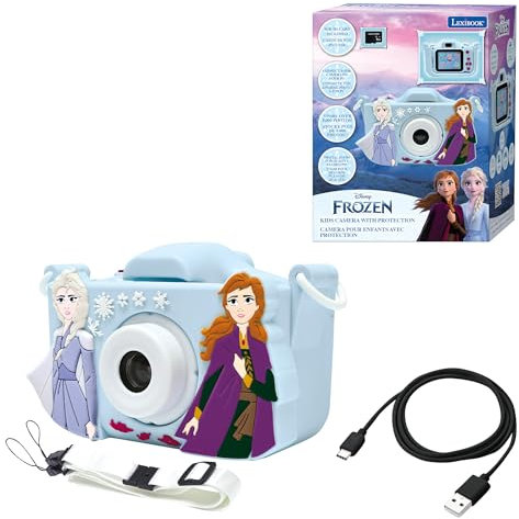 Lexibook DJ078FZ Anna, Elsa, Frozen, 4-in-1 camera for children with protection, video, MP3 and game functions, 15 frames to personalise your photos, 8 GB memory card included