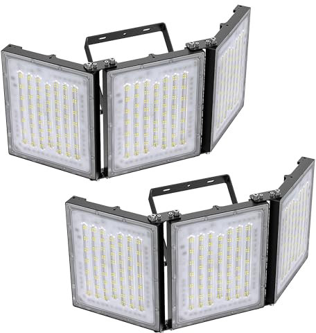 STASUN Mini série 2 Pack Projecteur LED d'extérieur, 480W 48000lm éclairage extérieur, 6000K lumière du jour blanche, IP66 projecteur extérieur étanche lumière de sécurité extérieure avec 3 têtes