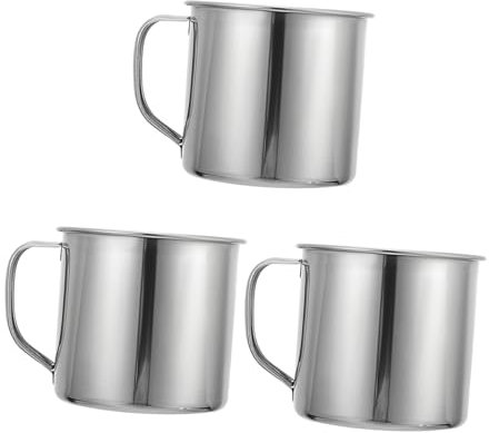 Mobestech Taza De Acero Inoxidable para Niños 7 Cm Sin Tapa, Set De 3 Unidades, Ligero y Resistente, Adecuado para Bebidas Guardería y Uso Doméstico