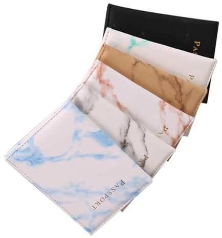 CALLARON 6stücke Cover Im Marmor-Design Pu- Reisepasshülle Für Damen Und Leichte Und Praktische Aufbewahrung Für Blau Schwarz Hellblau Bronze Und Rot