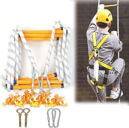 Feuerleiter, Feuerleiter, Feuerleiter, Notleiter, Sicherheitsleiter, Strickleiter, Tragkraft bis zu 420 kg, mit Haken, Reißfestigkeit