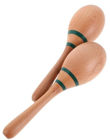 WOONEKY 1 Paar Musikalische Holz Maracas für Kleinkinder Kinderfreundliches Percussion Instrument Rhythmusentwicklung und Sensorischen Fähigkeiten für Frühe Musikalische Bildung und Orff