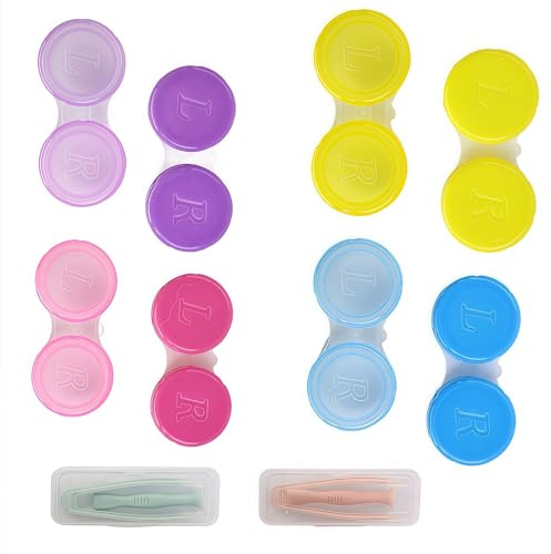 10 pezzi Set di contenitori per lenti a contatto - Custodia per lenti colorata Contenitore per lenti a contatto Portatile e a prova di perdite Set di contenitori per lenti a contatto per casa e viaggi