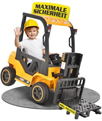 HECHT Kinder Elektro Gabelstapler 12V gelb mit Fernbedienung