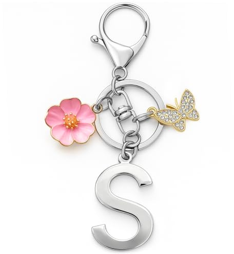 YISCOKO Alphabet Initial Letter Keychain,Key Rings Gifts for Women Graduation Birthday Christmas Anniversary Birthday Gifts for Women, Condolence gifts. (Letter S)