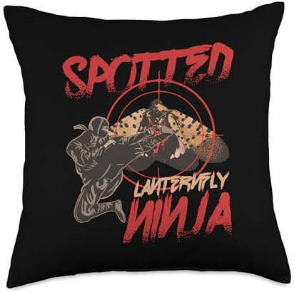 Spotted Lanternfly Insect Ninja Pest Control Exterminator Throw Pillow
