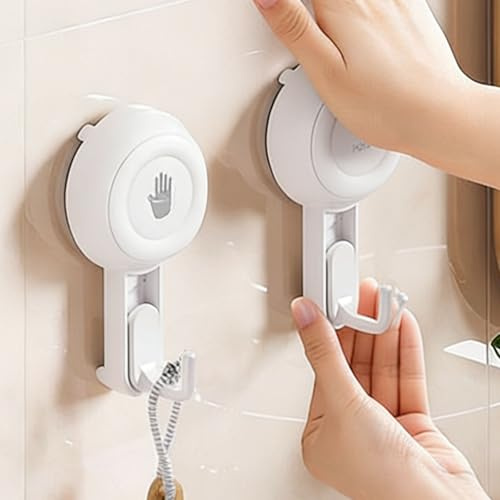 EAAGHK 2PCS Gancho Ventosa Baño, Colgadores con Ventosa Reutilizable y Desmontable, ganchos con Ventosa para Colgar de Capacidad Máxima de Carga 5KG, Perchas Ventosa Baños para Cocina Baño Pared