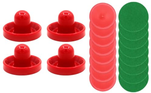 iplusmile Set de Accessoires Hockey Air Hockey Pousseurs Rouges Balles Plastiques Feutre pour Table de Jeu Familial et Arcade