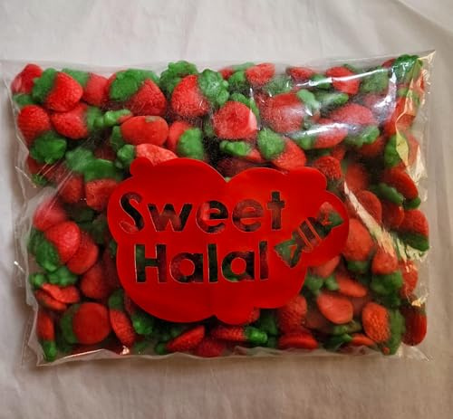 Bonbons FRAISES Gélifiés LISSE Halal Assortis, Sachet 1kg, Goût Fruits, 180 Pièces, Format Familial pour Fête et Evènement