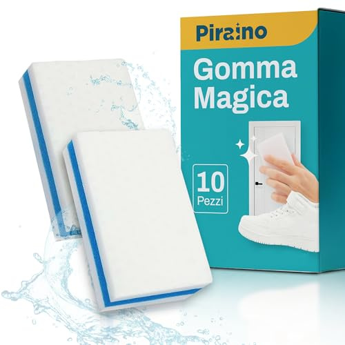 PIRAINO Gomma Magica Professionale Pulisce Senza Chimici Spugna Magica in Melamina Riutilizzabile 10 Pezzi Ideali per Casa, Cucina, Bagno e Auto
