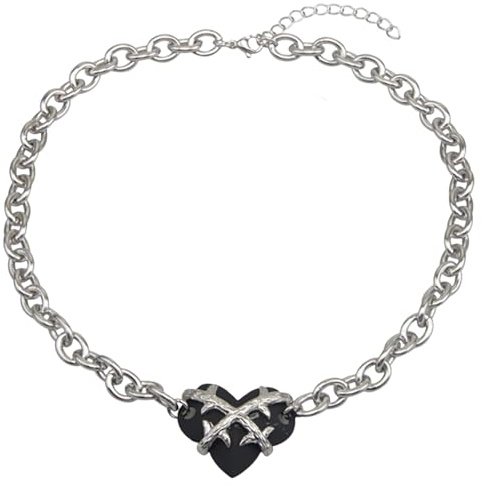 ZIAFRPN Collier pour Hommes Sweet Cool Style Noir Ronces Amour Pendentif Collier Hip-hop Bijoux Créatifs Bundled Exquis Tatouage Autocollants Femmes Fille Cadeau Mode