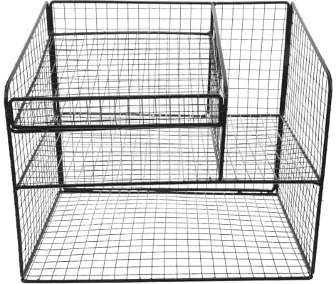 Generico Organizer da Scrivania Nero a 3 Livelli con Porta Telefono e Portadocumenti in Rete Scaffale Portaoggetti per Cancelleria Soluzione Salvaspazio per Ufficio e Uso Domestico