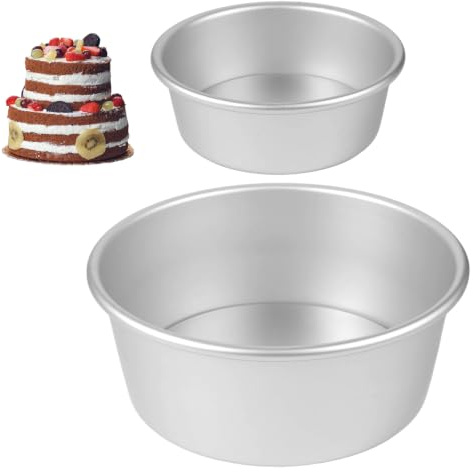 Juego de 2 Moldes de Aluminio Anodizado para Capas Tarta, Queso (12/20 cm) | Moldes para Pasteles Redondos con Base Desmontable, Duradero, Torteras de Repostería Alta para Cumpleaños, Amigos (5 / 7)