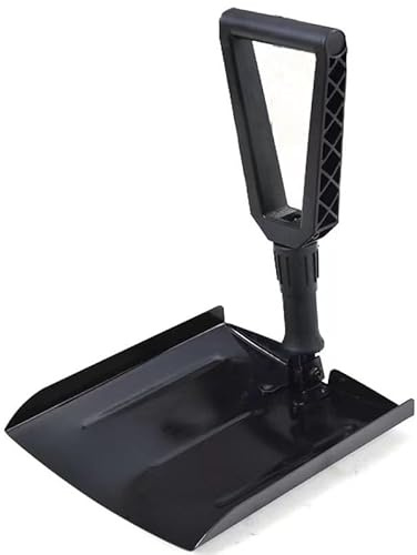 Pala de nieve plegable, pala cuadrada multifuncional de aluminio para emergencias al aire libre, herramienta compacta de limpieza de nieve con bolsa de tela para hogares y vehículos