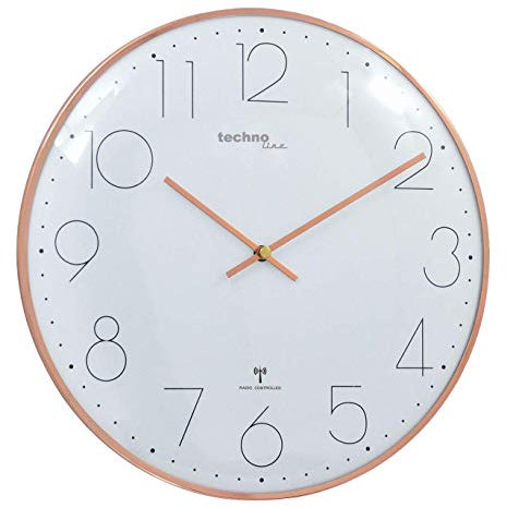 Techno Line WT 8235 Gold Optik radiopiloté(e) Horloge Murale 350 mm x 25 mm Or Rose