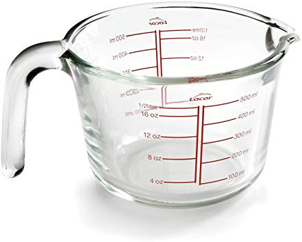 Lacor 67133 - Jarra medidora, Cristal de borosilicato, 0'5 L - Hostelería | En cristal templado, para servir y conservar bebidas; con 5 L de capacidad, resistente y pensado para el uso intensivo diario