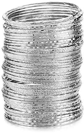 Ensoul Flower Mixed Metal Aztec Multi Bangle Set of 50
