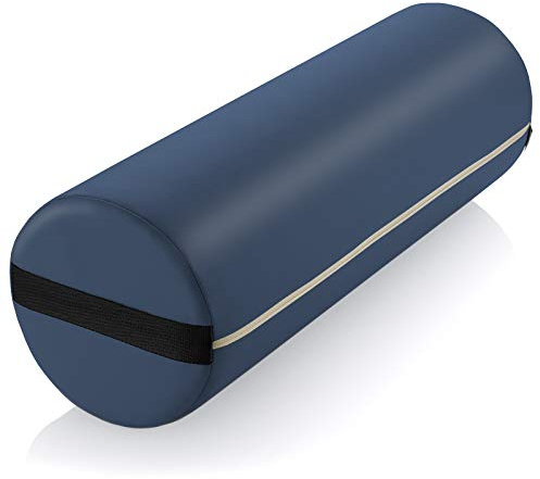 Saloniture Jumbo Round Massage Table Bolster Pillow Pad - 26 x 9 Inch - Blue