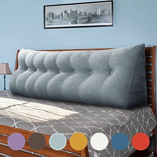 VERCART Cojín Grande y Largo, Soporte de posicionamiento Triangular para Lectura, Respaldo, cojín de cuña para cabecero, Cama de día, litera, con Funda extraíble de Lino, 200 cm