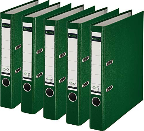 Leitz 10155045 Qualitäts-Ordner Plastik-Cover (A4, 5,2 cm Rückenbreite) orange (5er Pack) (grün, schmal | 5er Pack)
