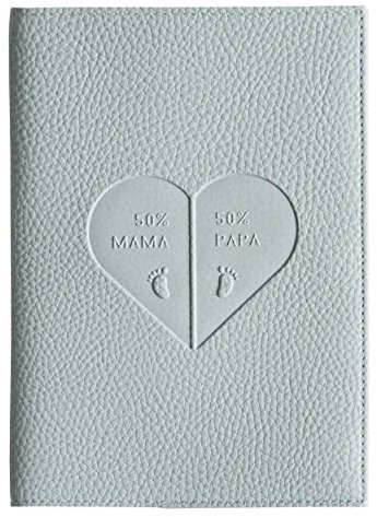 Mutterpasshülle mit Prägung 50% Mama Papa teilweise in gold veredelt, Mutter-Kind Pass, Organzier, Ultraschallheft (Hellblau)