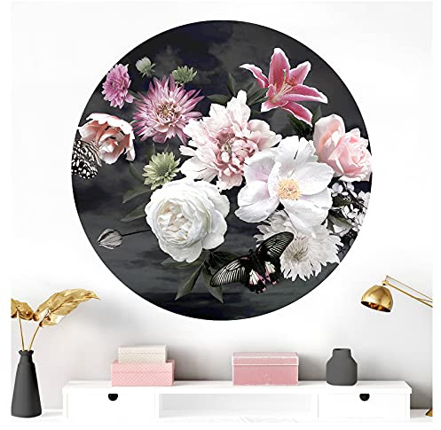 Grandora Wandtattoo Wandsticker Wohnzimmer Blumen Natur Wandaufkleber rund Schlafzimmer Tapete Wanddeko selbstklebend Wandbild Flur Orchideen Pflanzen DL703-2