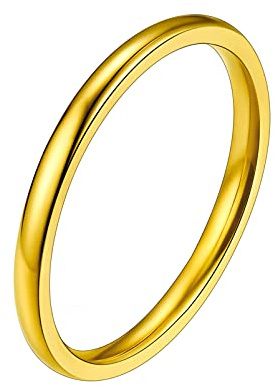 PROSTEEL Simpel Bandring 2mm/4mm/6mm/8mm breit Herren Damen personalisiert Trauring Ehering Edelstahl/18k vergoldet Finger Ring Modeschmuck Accessoire für Hochzeit Geburtstag, Ringgrößen 54-67