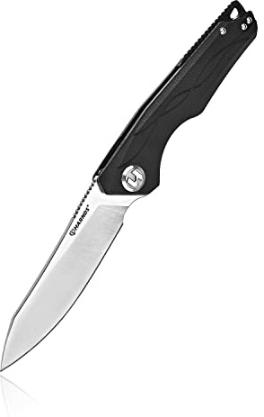 Harnds Harvest Outdoor Messer mit Sandvik 14C28N Stahl Klappmesser mit G10 Griff für Camping Jagd Surviral Folding Knife (Schwarz)