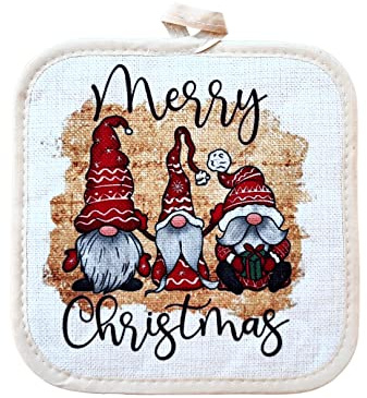 Presine da Cucina Guanti da Forno Merry Christmas Decorazioni Natalizie, Tessuto Termoresistente per Uso Quotidiano, Idea Regalo Natale per Cucina