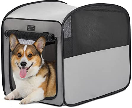 Petsfit Hundebox faltbar Pop-up-Design, Faltbare Hundebox für Zuhause Zimmerkennel Hund für große Hunde, Leichte tragbare Schlafbox für Büro,Wohnzimmer,Camping,Hotels