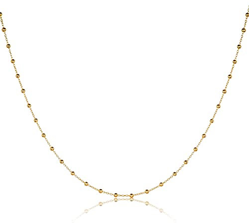 namana Collier Chaîne Or en Argent Sterling 925 pour Femme et Jeune Fille, Collier Chaine Or avec des Petites Boules, Colliers Or en Chaine pour Femme avec Écrin Cadeau