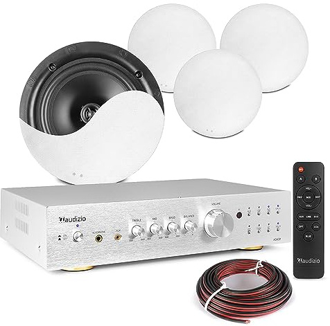 Power Dynamics 2-Zone Multi Room Ceiling Speaker System with Amplifier & Bluetooth - 4x NCSS8 8-Inch Ceiling Speakers & AD420A Home Audio Kit