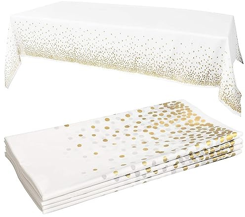 EULAPGOE 4 Stück Einweg Tischdecke, Tischdecke Bierzeltgarnitur, Kunststoff Wasserabweisend Tischdecke, Rechteckig Tischtuch Geeignet für Geburtstag, Party, Picknick, Abschlussfeier(Weiß)