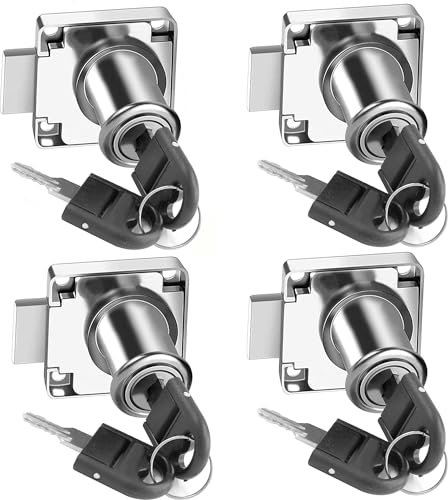 ZiYuya 4pcs Nockenschloss mit Schlüsseln gleich, Sicherheitsschrank Schließfächer Schloss Möbel Türschloss Briefkasten Sperre Kommode Schloss Schließfach für Haushalt Büro Silber