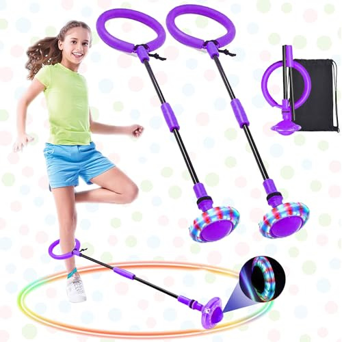 Sunshine smile Swing Wheel mit Lichtrad,2 Stück Blinkender Springring,Blinkt Schaukelball Sportspielzeug,Faltbarer Flash Jumping Ball,Blinkender Sprungball